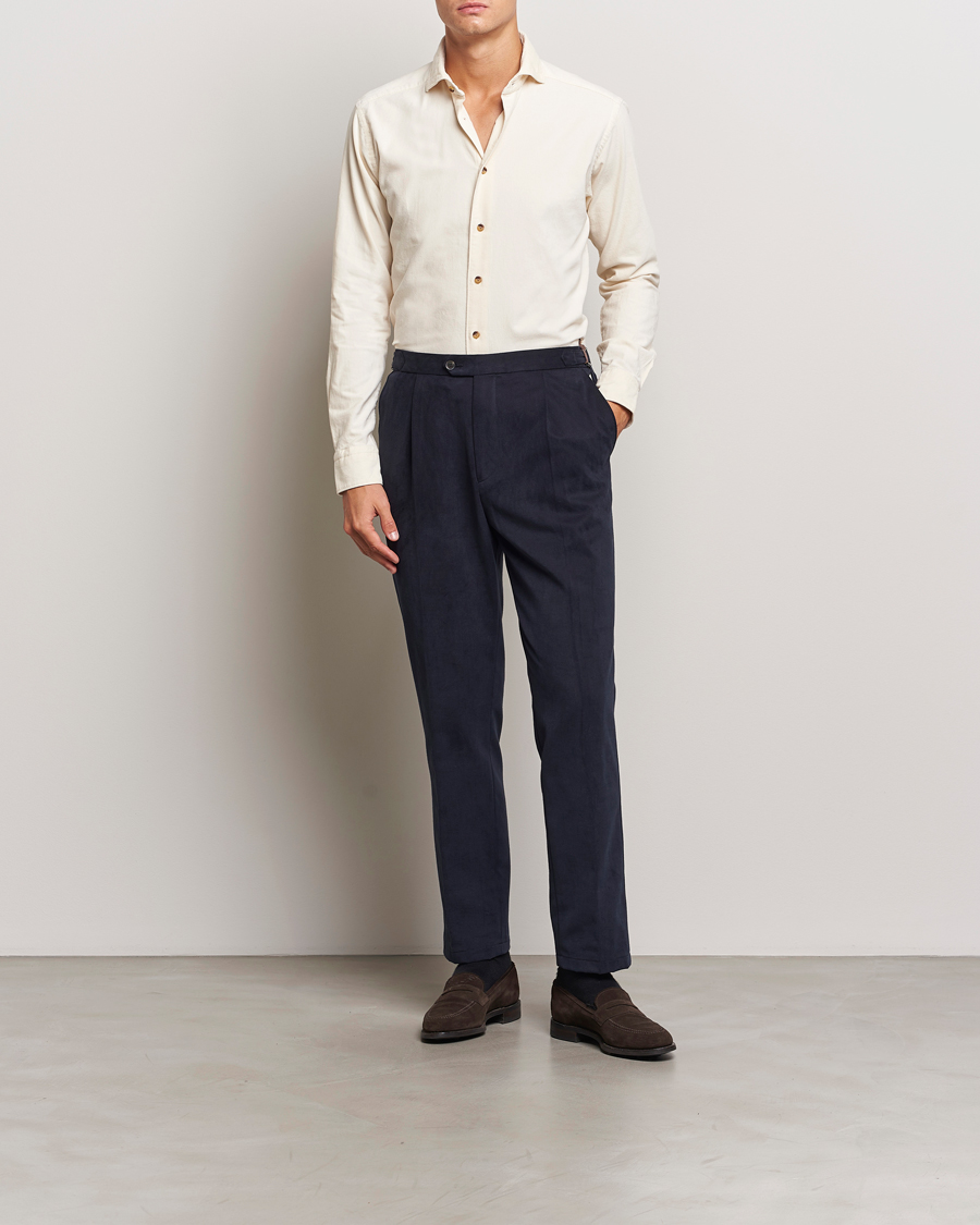 Men | Shirts | Eton | Slim Fit Fine Wale Corduroy Shirt Off White