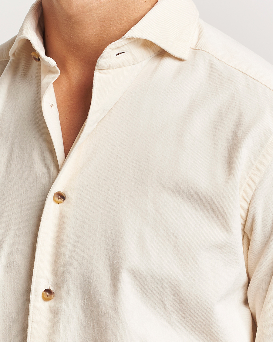 Men | Shirts | Eton | Slim Fit Fine Wale Corduroy Shirt Off White