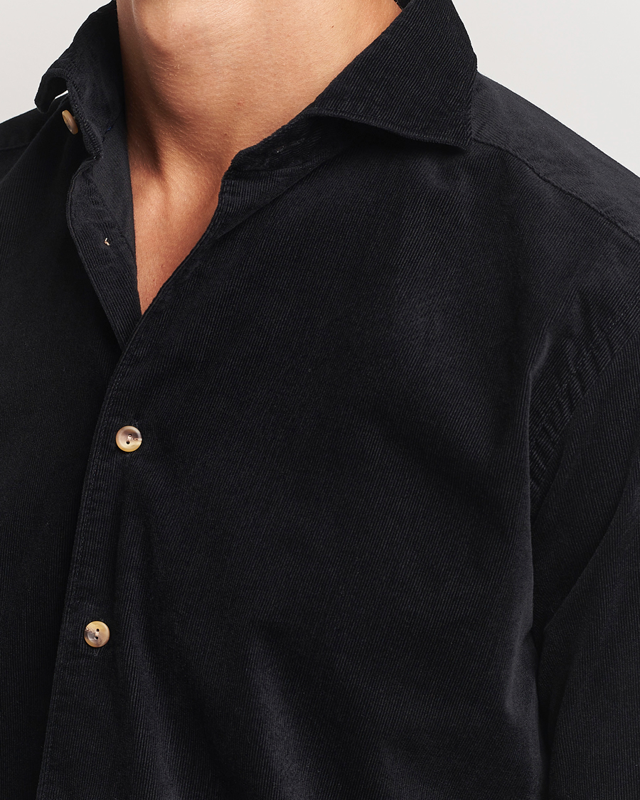 Men | Shirts | Eton | Slim Fit Fine Wale Corduroy Shirt Black