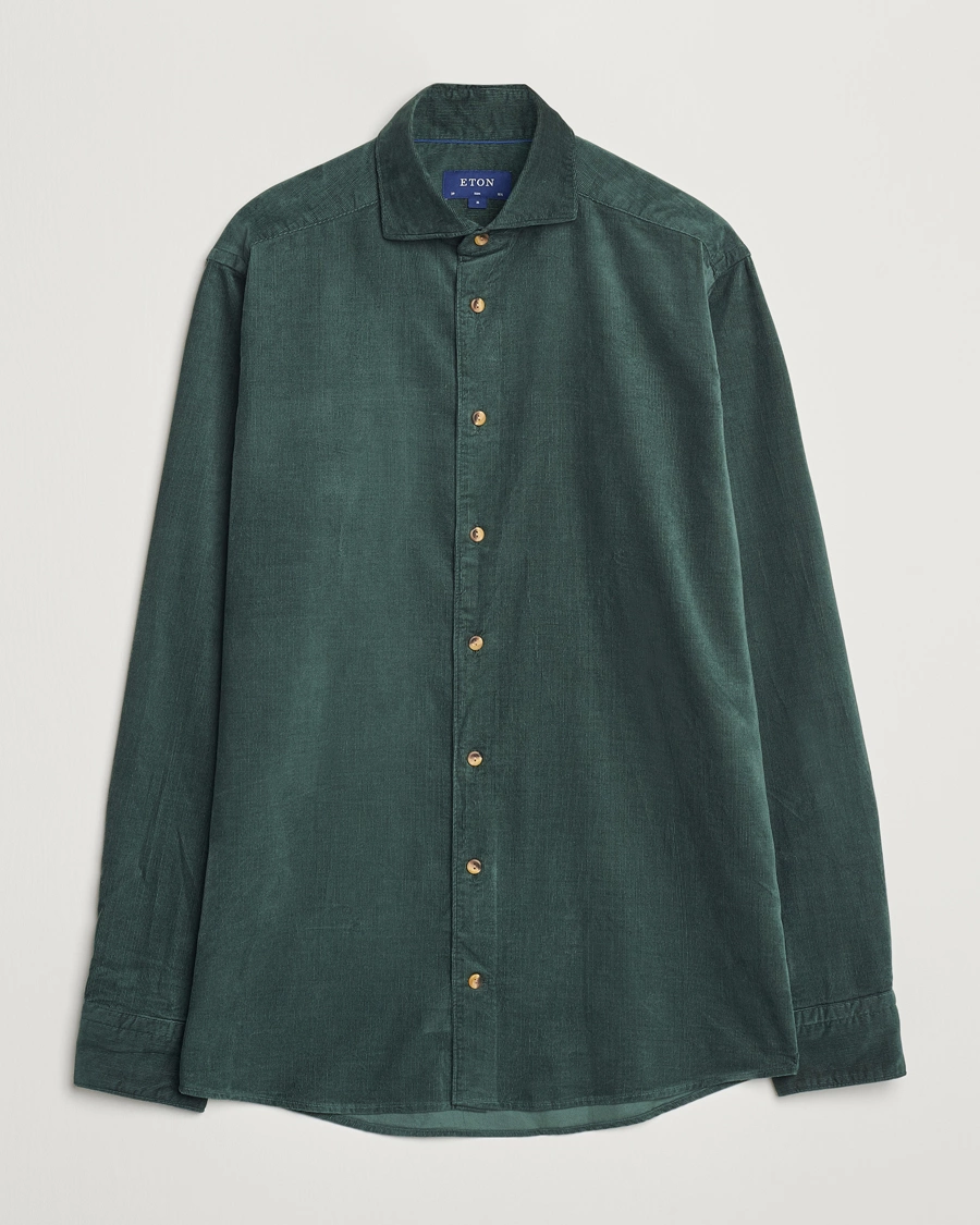 Men | Shirts | Eton | Slim Fit Fine Wale Corduroy Shirt Dark Green