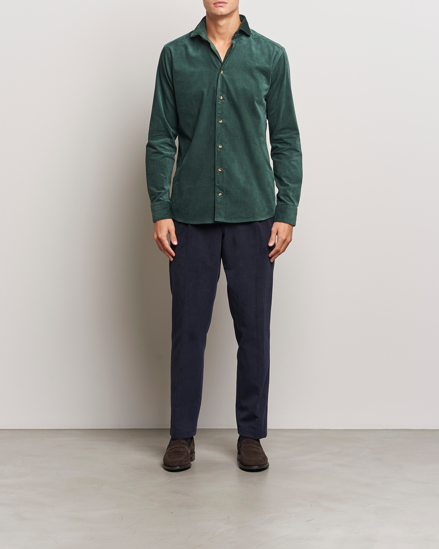 Men | Shirts | Eton | Slim Fit Fine Wale Corduroy Shirt Dark Green