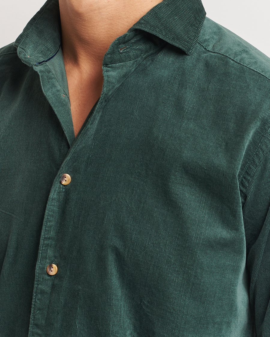 Men | Shirts | Eton | Slim Fit Fine Wale Corduroy Shirt Dark Green