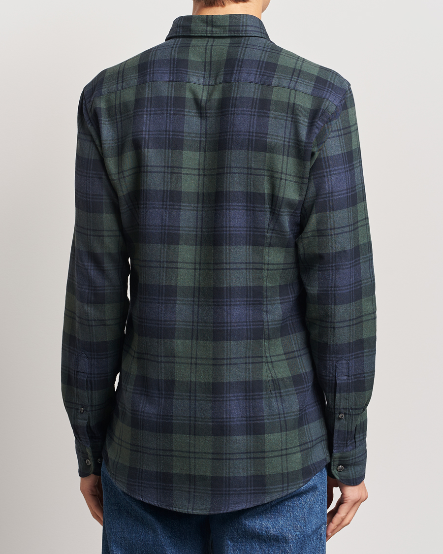 Men | Shirts | Eton | Slim Fit Checked Flannel Shirt Dark Green