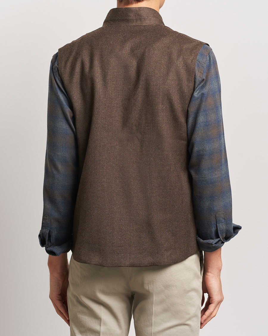 Men | Coats & Jackets | Eton | Wool Flannel Vest Dark Brown