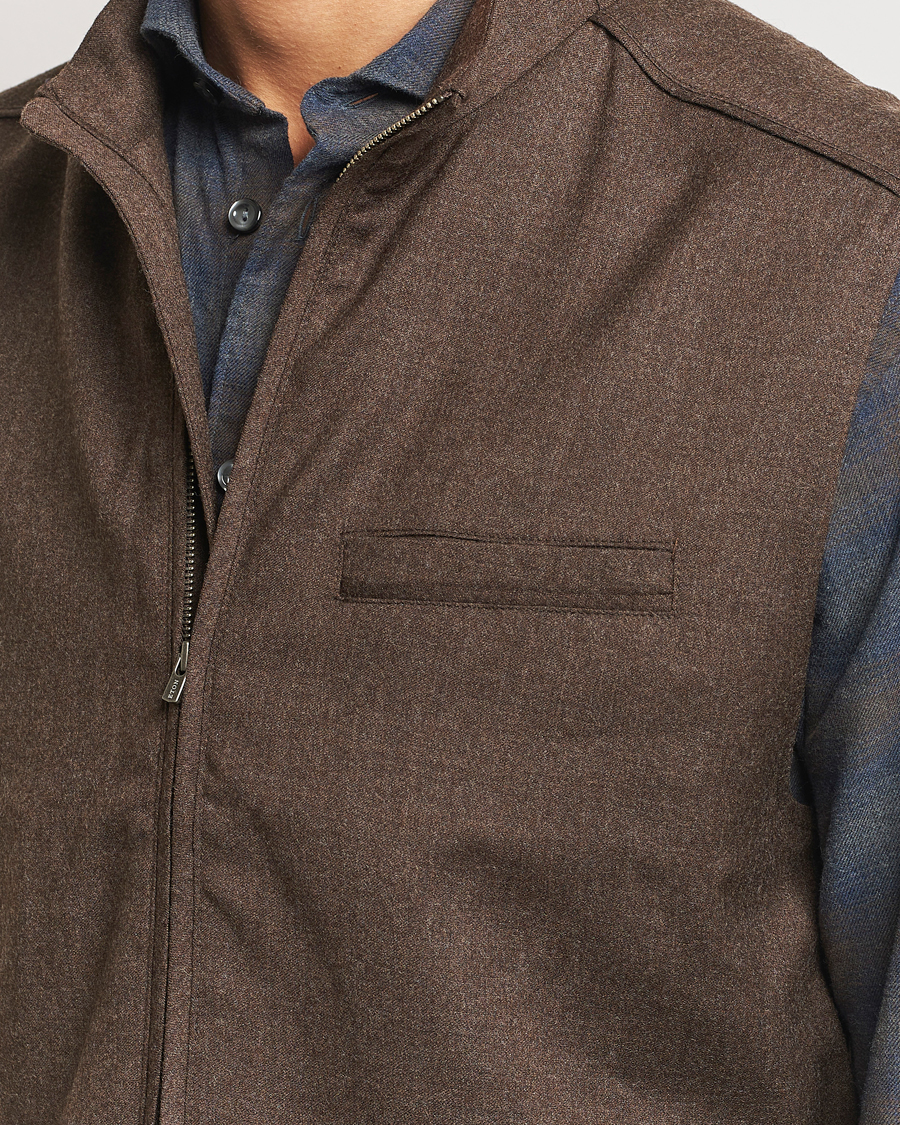 Men | Coats & Jackets | Eton | Wool Flannel Vest Dark Brown