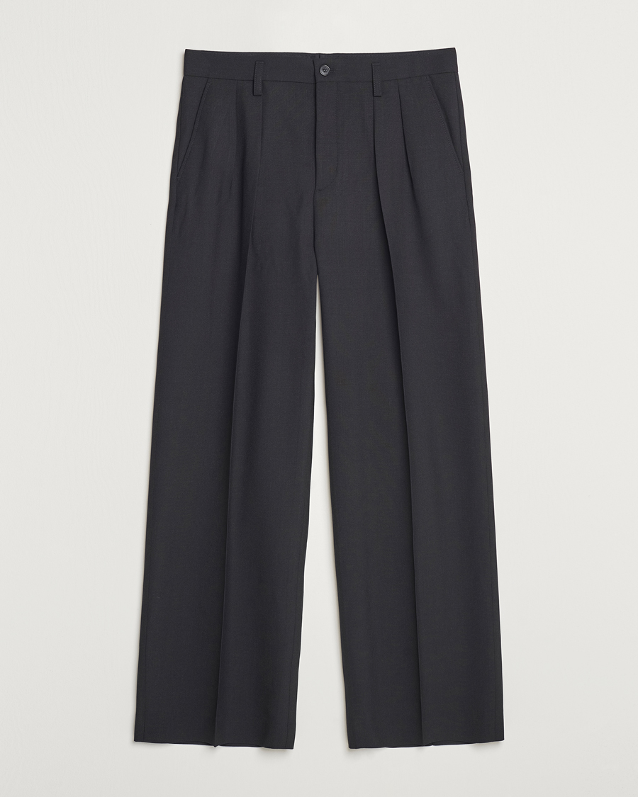 Men | Trousers | Filippa K | Milo Wide Wool Trousers Black