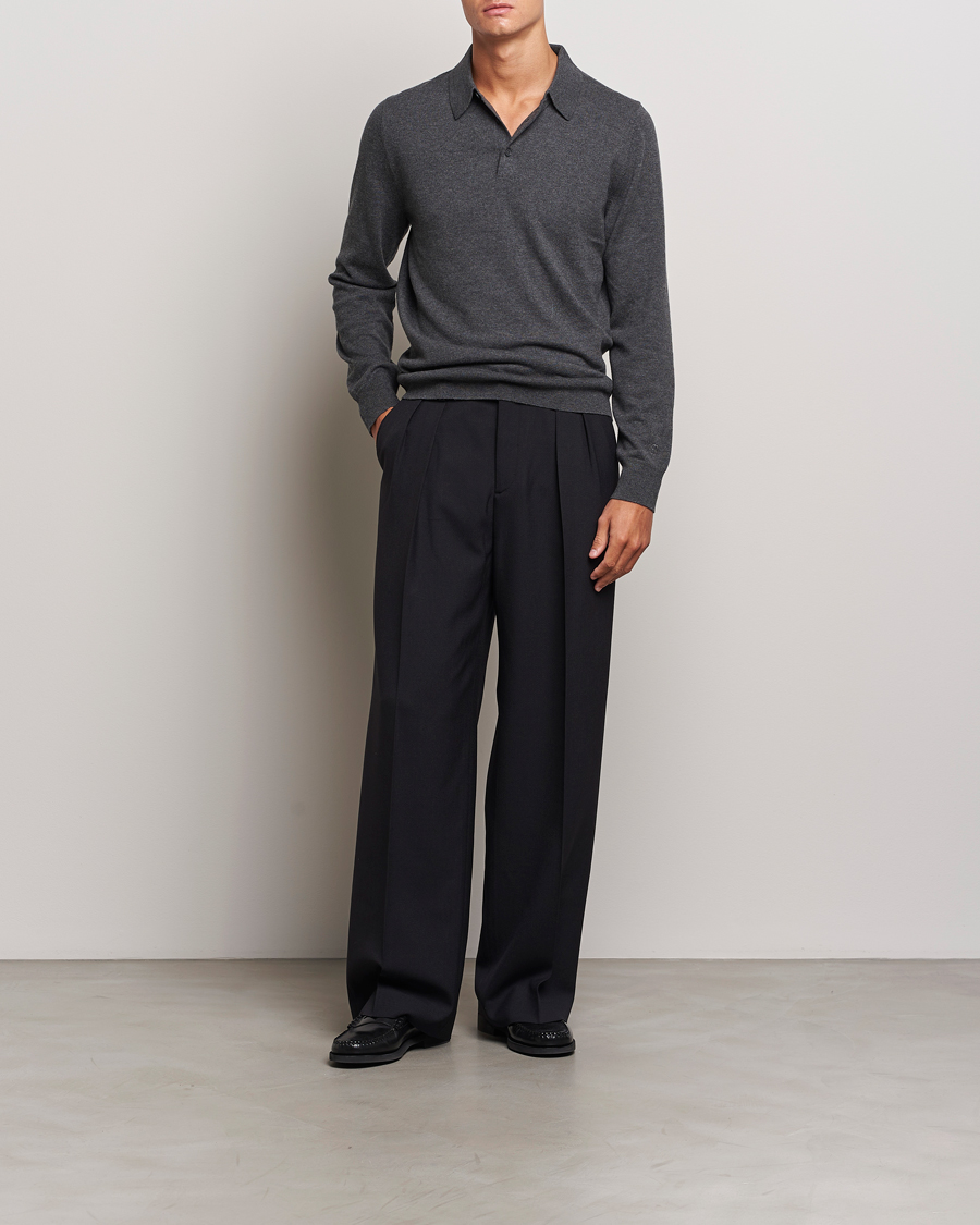 Men | Trousers | Filippa K | Milo Wide Wool Trousers Black