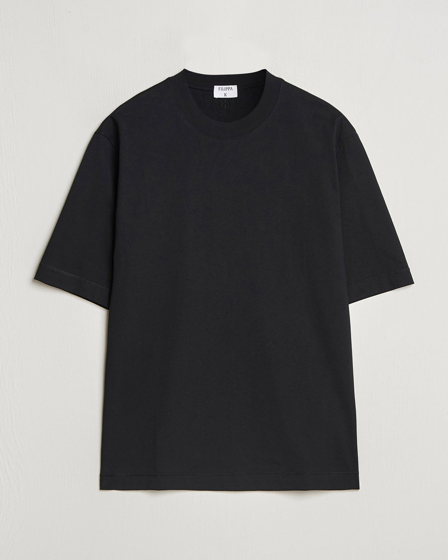 Men | T-Shirts | Filippa K | Mock Neck T-Shirt Black