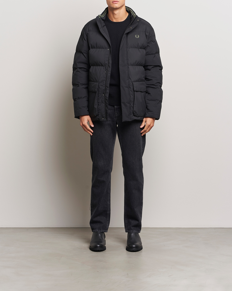 Men | Coats & Jackets | Fred Perry | Padded Pocket Down Jacket Black
