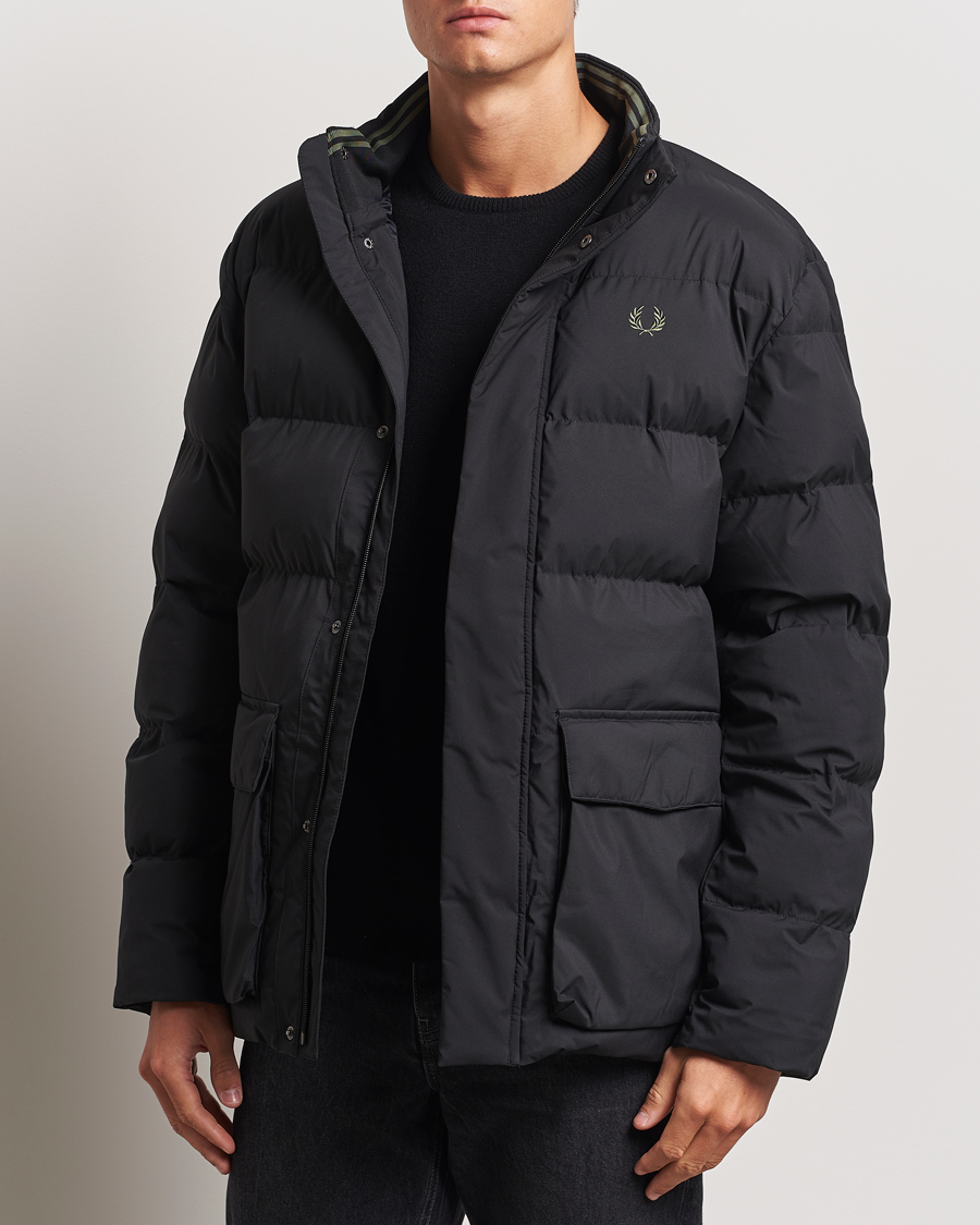 Men | Coats & Jackets | Fred Perry | Padded Pocket Down Jacket Black