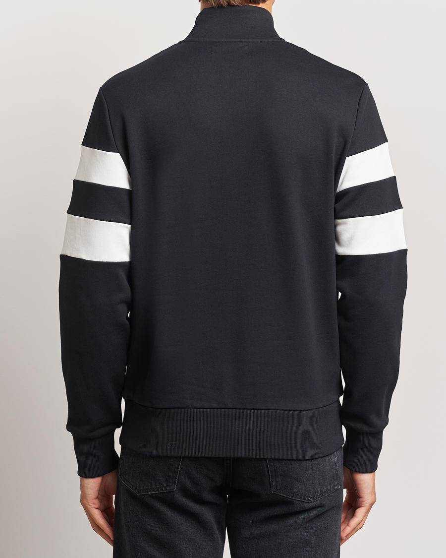 Men | Sweaters & Knitwear | Fred Perry | Tipped Sleeve Half Zip Sweatshirt Black