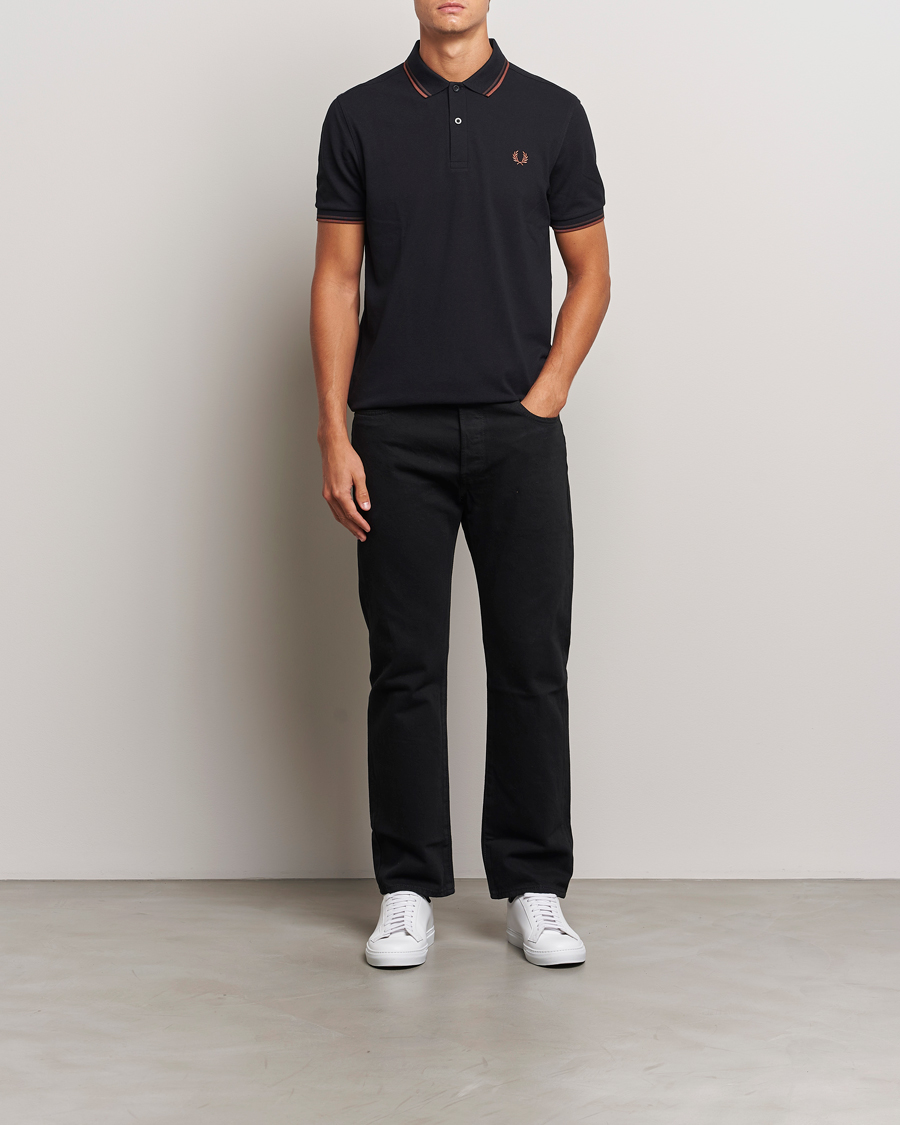 Men | Polo Shirts | Fred Perry | Twin Tipped Shirt Black