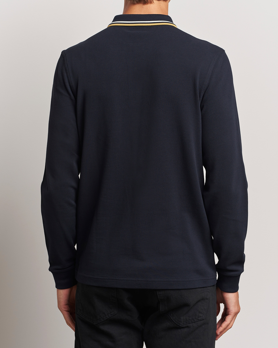 Fred Perry Twin Tipped Long Sleeve Polo Shirt Navy at CareOfCarl.com