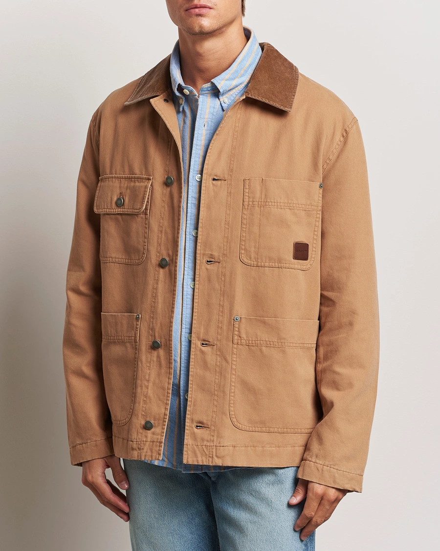 Men | Coats & Jackets | GANT | Cotton Work Jacket Roasted Walnut