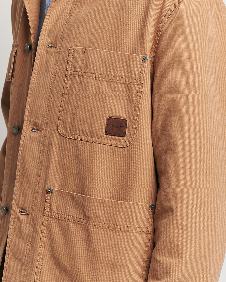 Men | Coats & Jackets | GANT | Cotton Work Jacket Roasted Walnut
