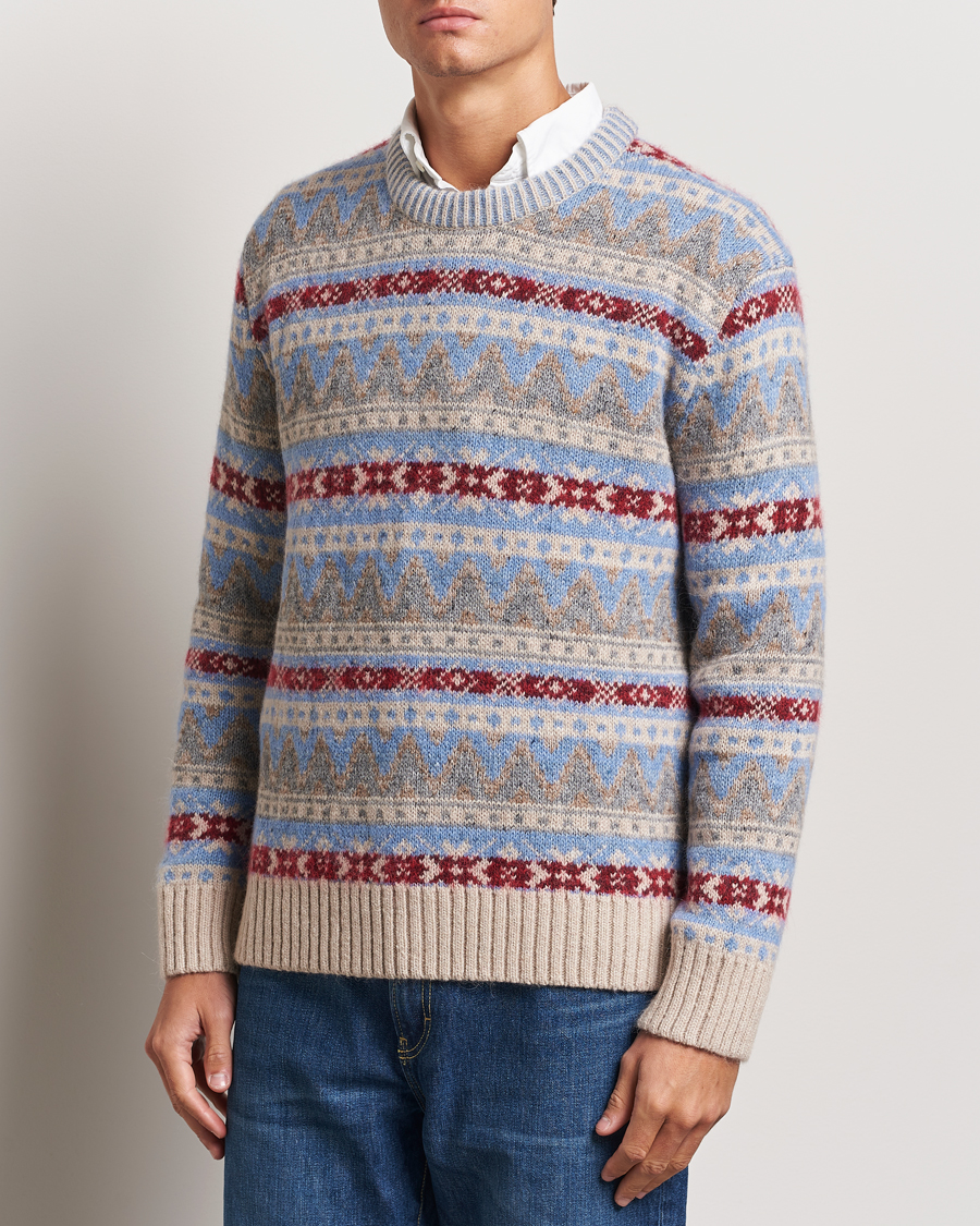 Men | Sweaters & Knitwear | GANT | Fair Isle Crew Neck Clear Sky