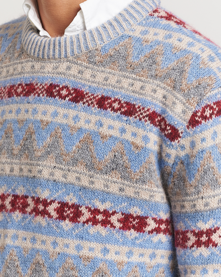 Men | Sweaters & Knitwear | GANT | Fair Isle Crew Neck Clear Sky