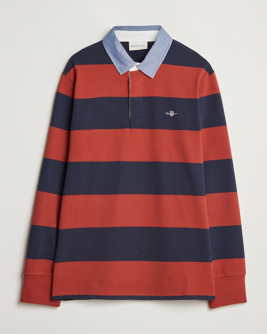 Men | Sweaters & Knitwear | GANT | Original Barstriped Heavy Rugger Iron Red