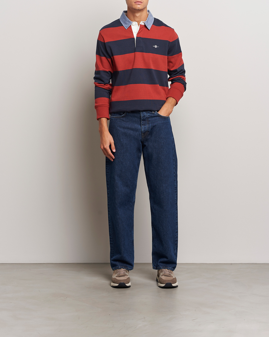 Men | Sweaters & Knitwear | GANT | Original Barstriped Heavy Rugger Iron Red