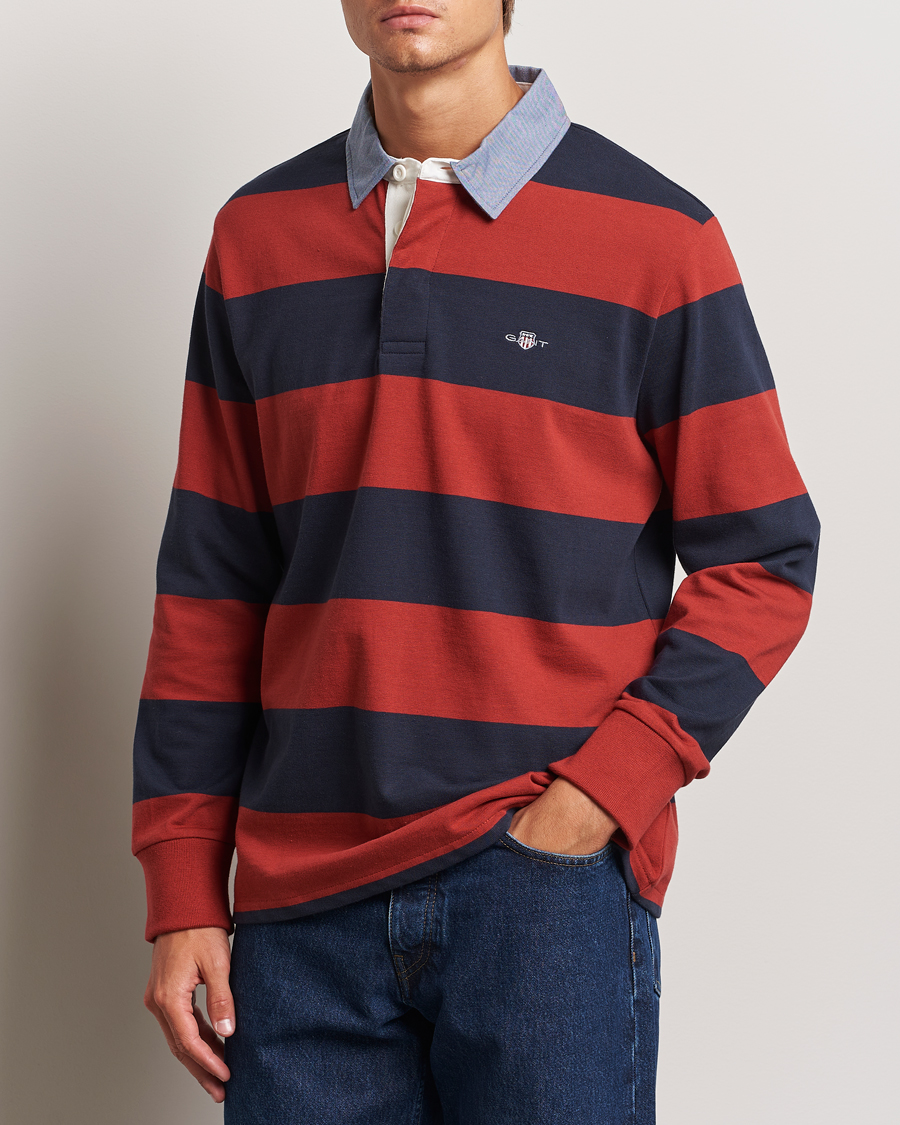 Men | Sweaters & Knitwear | GANT | Original Barstriped Heavy Rugger Iron Red