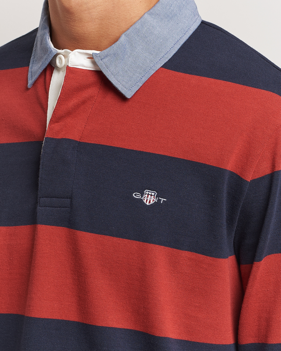 Men | Sweaters & Knitwear | GANT | Original Barstriped Heavy Rugger Iron Red