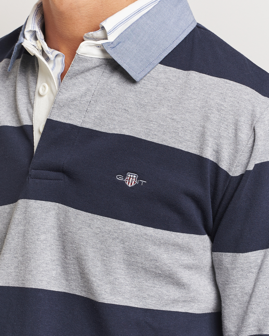 Men | Sweaters & Knitwear | Gant | Chambray Striped Heavy Rugger Grey Melange