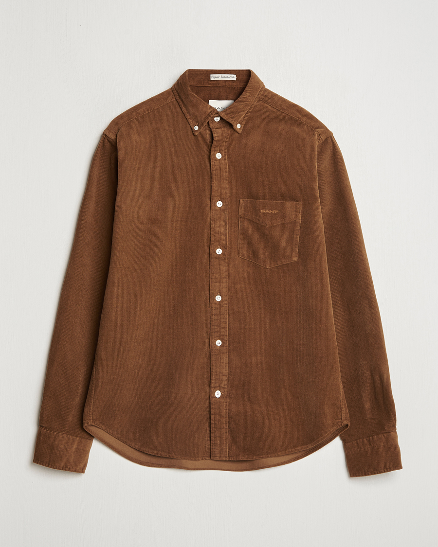 Men | Shirts | Gant | Regular Fit Corduroy Shirt Brown Melange