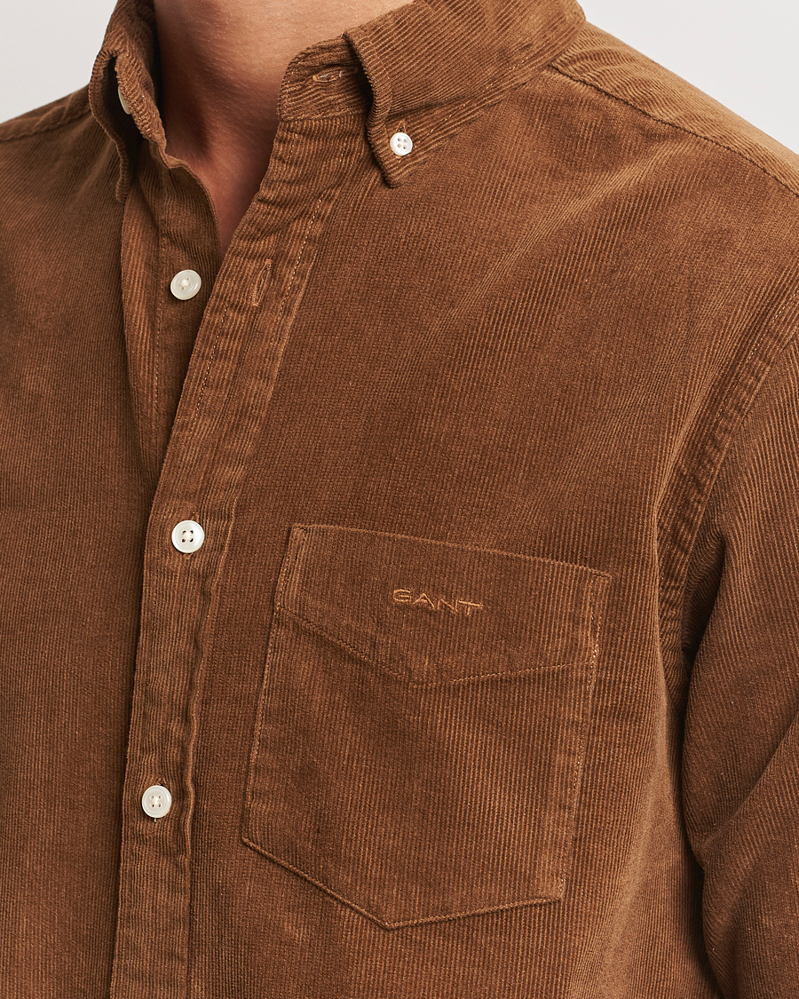 Men | Shirts | Gant | Regular Fit Corduroy Shirt Brown Melange