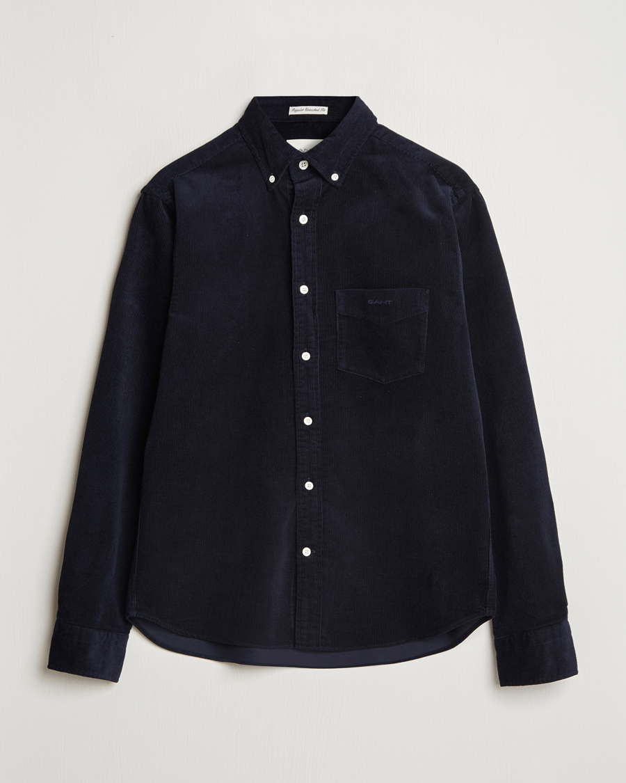 Men | Shirts | GANT | Regular Fit Corduroy Shirt Evening Blue