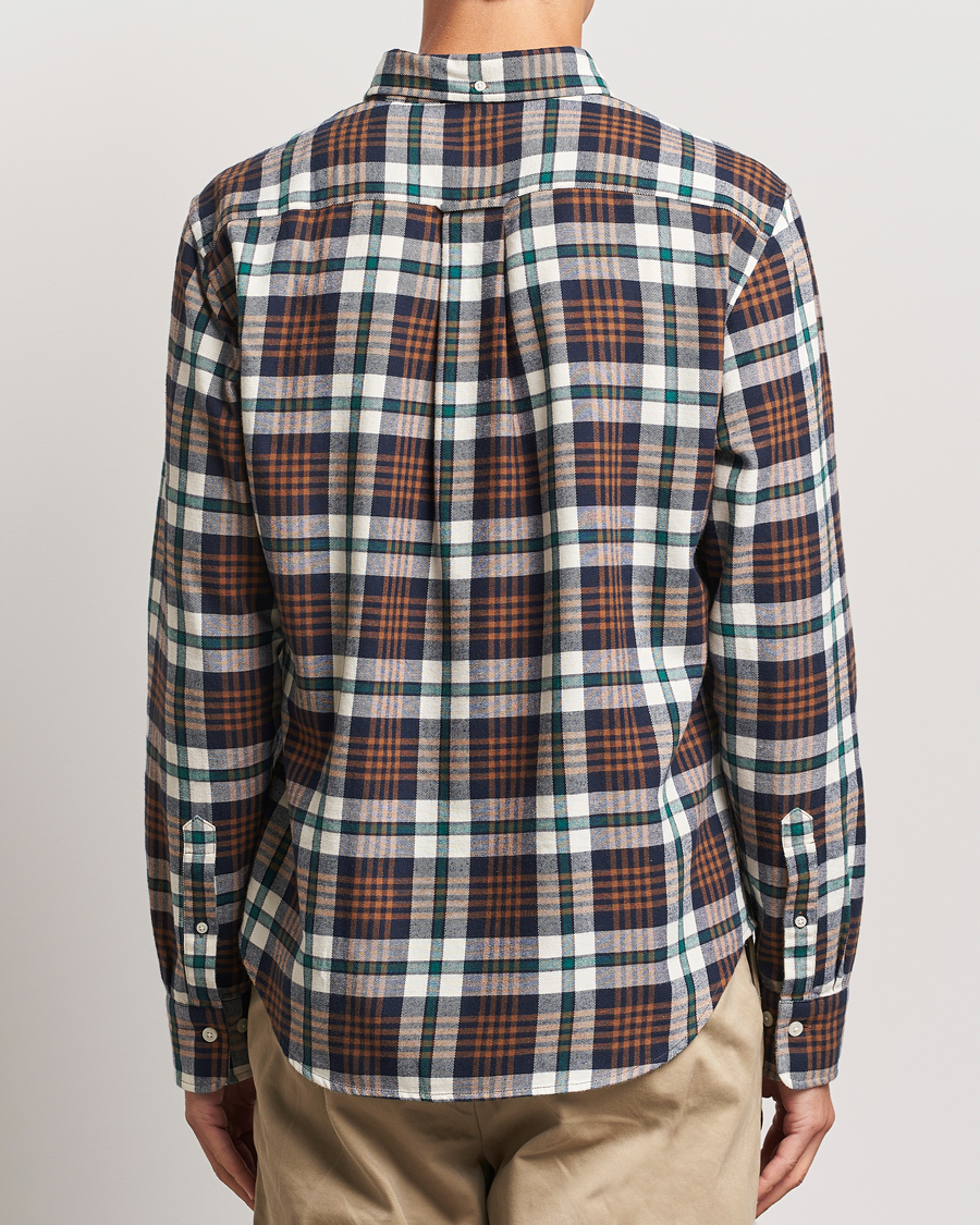 Men | Shirts | Gant | Regular Flannel Plaid Shirt Cacao Brown