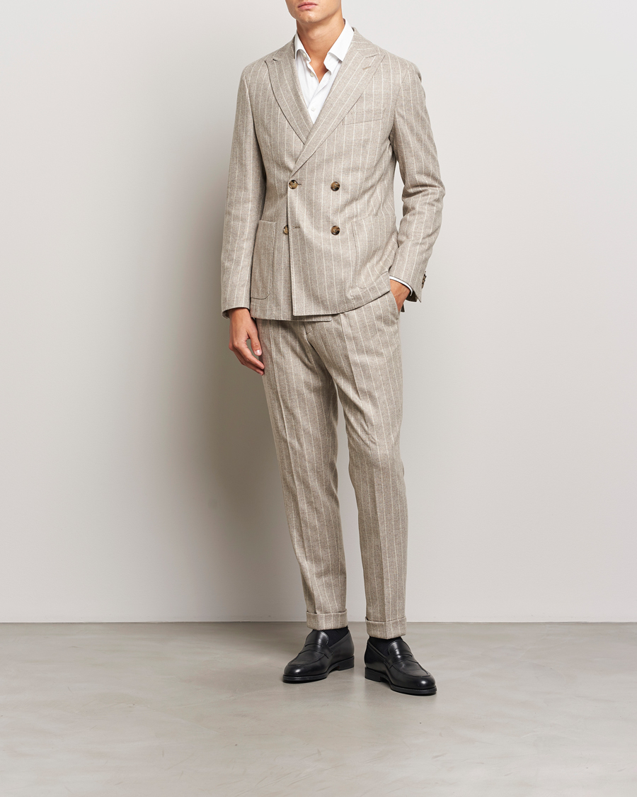 Men | Suits | BOSS BLACK | Hanry Wool Pinstriped Suit Light Beige