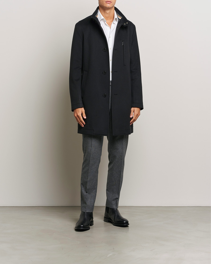 BOSS BLACK Hyde Stand Up Collar Coat Black at CareOfCarl.com