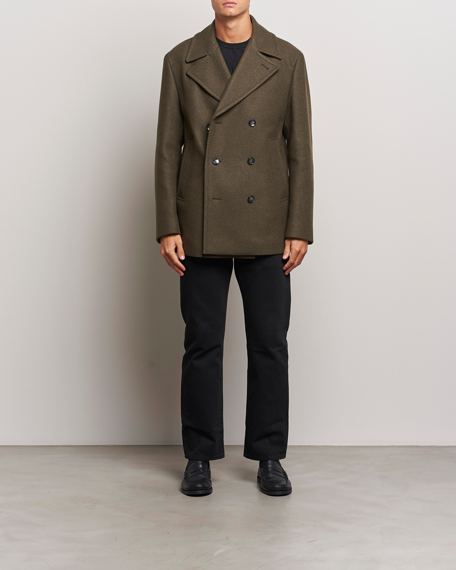 Men | Coats & Jackets | BOSS BLACK | Clay Wool Peacoat Open Green
