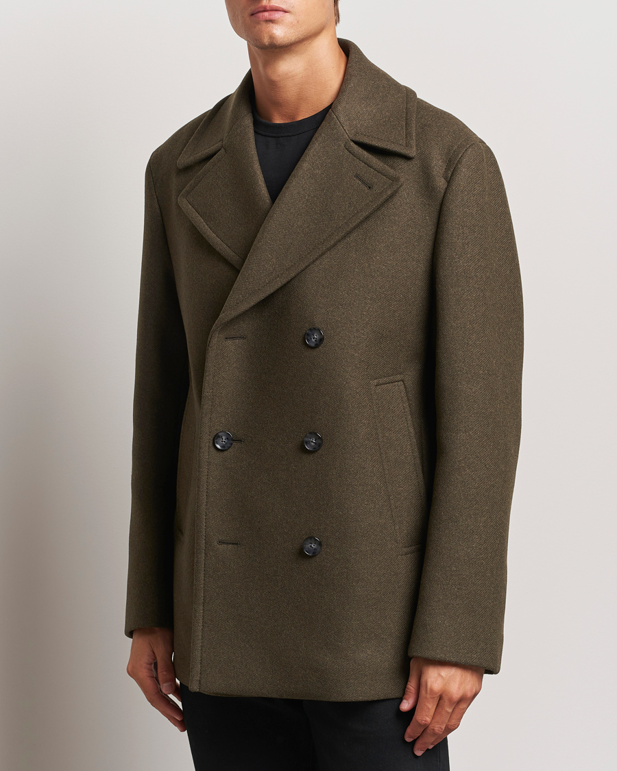 Men | Coats & Jackets | BOSS BLACK | Clay Wool Peacoat Open Green