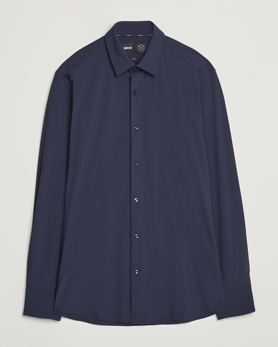 Men | Shirts | BOSS BLACK | Hank 4-Way Stretch Shirt Dark Blue
