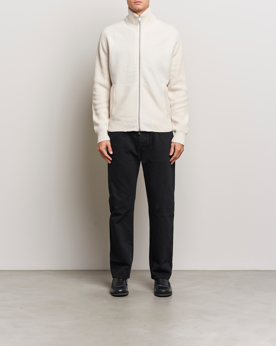 BOSS BLACK Emeraviglio Wool/Cotton Full Zip Open White at