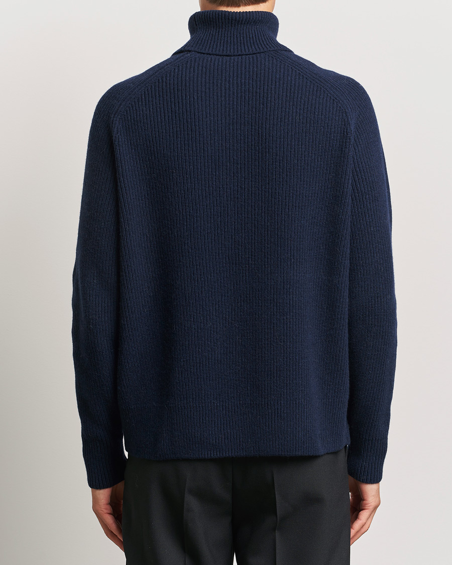 Men | Sweaters & Knitwear | BOSS BLACK | Evento Wool Rib Knitted Polo Dark Blue