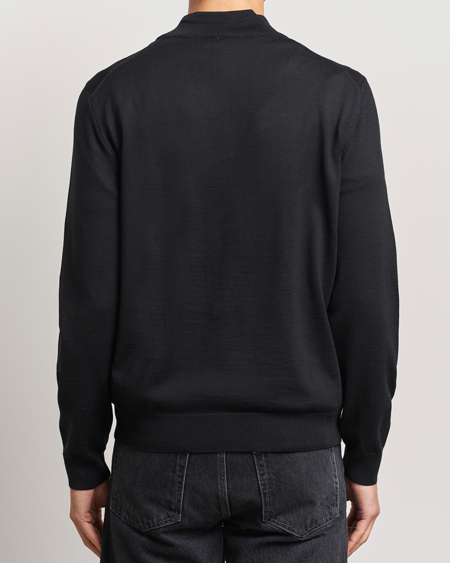 Men | Sweaters & Knitwear | BOSS BLACK | Ebenji Merino Knitted Half Zip Black