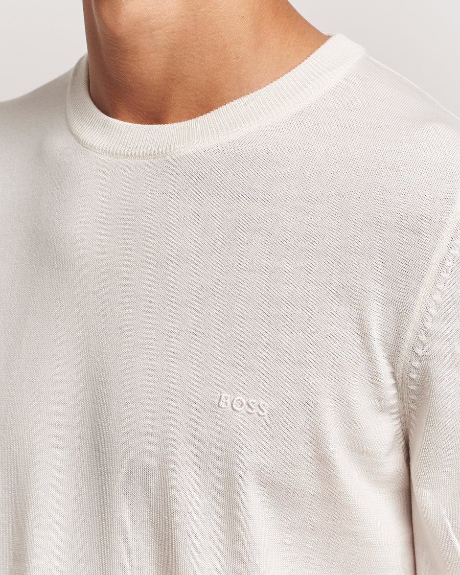 Men | Sweaters & Knitwear | BOSS BLACK | Botto Merino Knitted Pullover Open White
