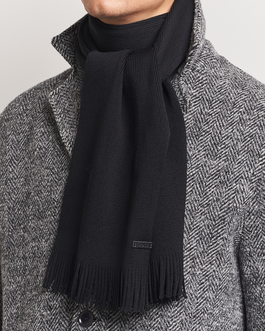 Men | BOSS BLACK Albas Wool Scarf Black | BOSS BLACK | Albas Wool Scarf Black