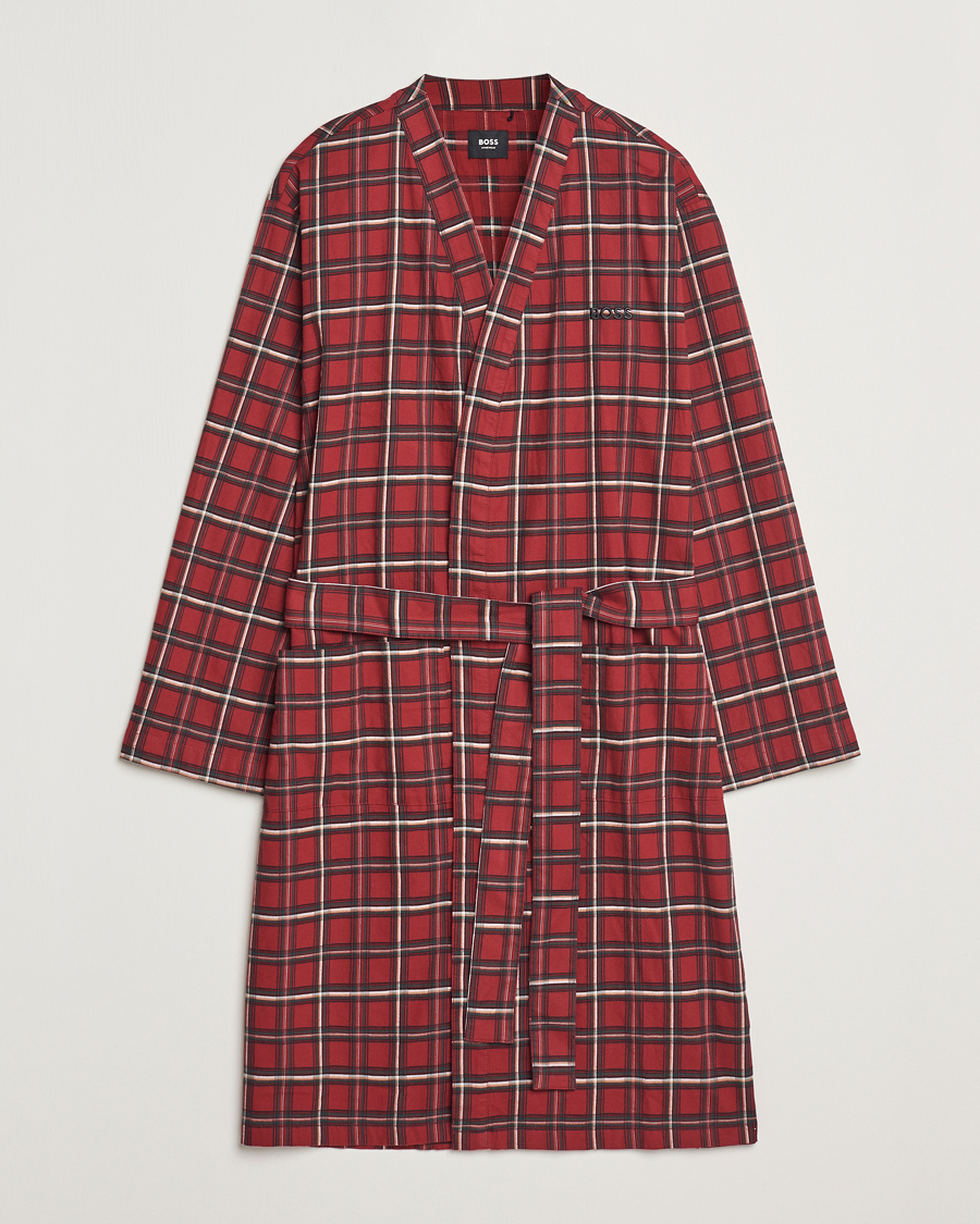 Men | Pyjamas & Robes | BOSS BLACK | Holiday Checked Robe Dark Red
