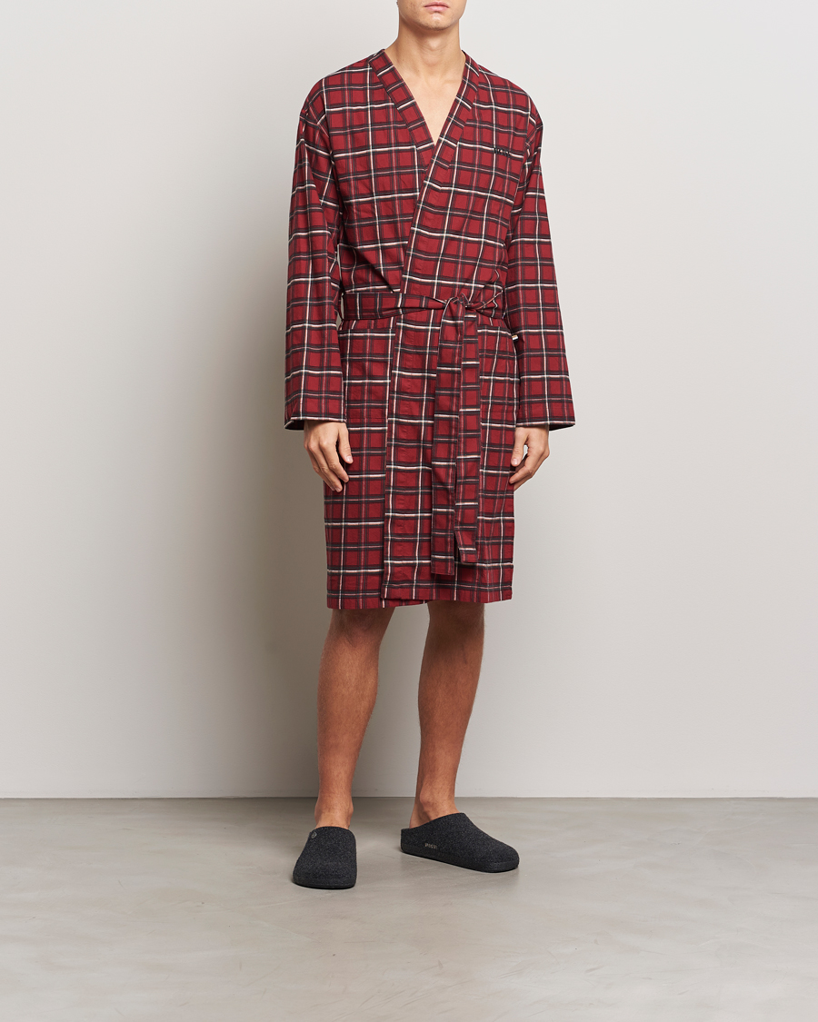 Men | Pyjamas & Robes | BOSS BLACK | Holiday Checked Robe Dark Red