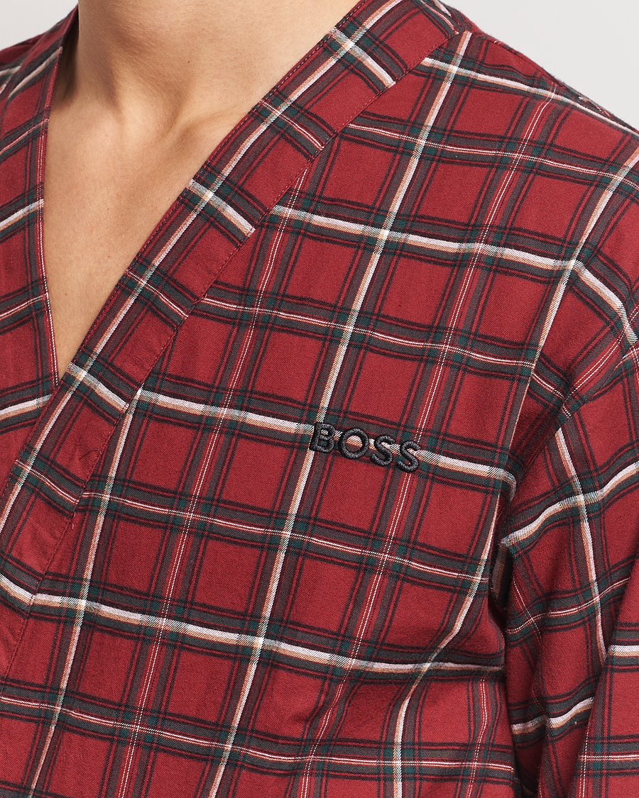 Men | Pyjamas & Robes | BOSS BLACK | Holiday Checked Robe Dark Red