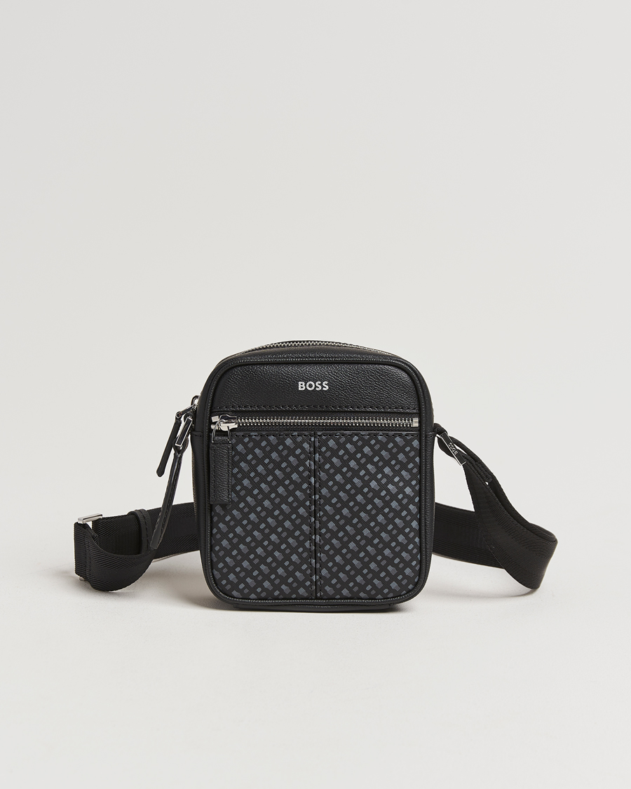 Men | BOSS BLACK Zair Monogram Shoulder Bag Black | BOSS BLACK | Zair Monogram Shoulder Bag Black
