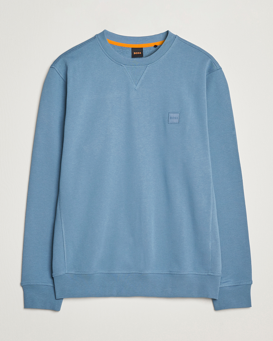 Men | Sweaters & Knitwear | BOSS ORANGE | Westart Logo Sweatshirt Open Blue