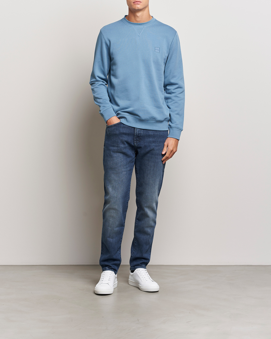 Men | Sweaters & Knitwear | BOSS ORANGE | Westart Logo Sweatshirt Open Blue