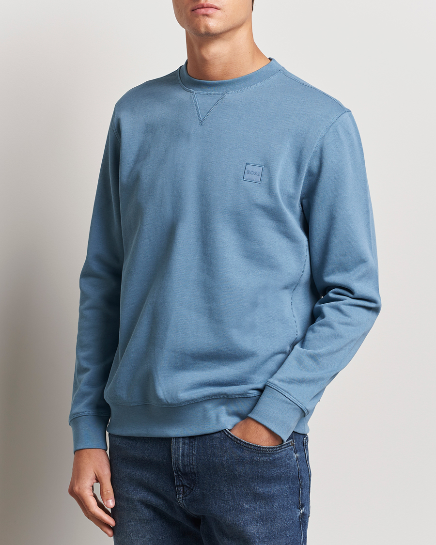 Men | Sweaters & Knitwear | BOSS ORANGE | Westart Logo Sweatshirt Open Blue