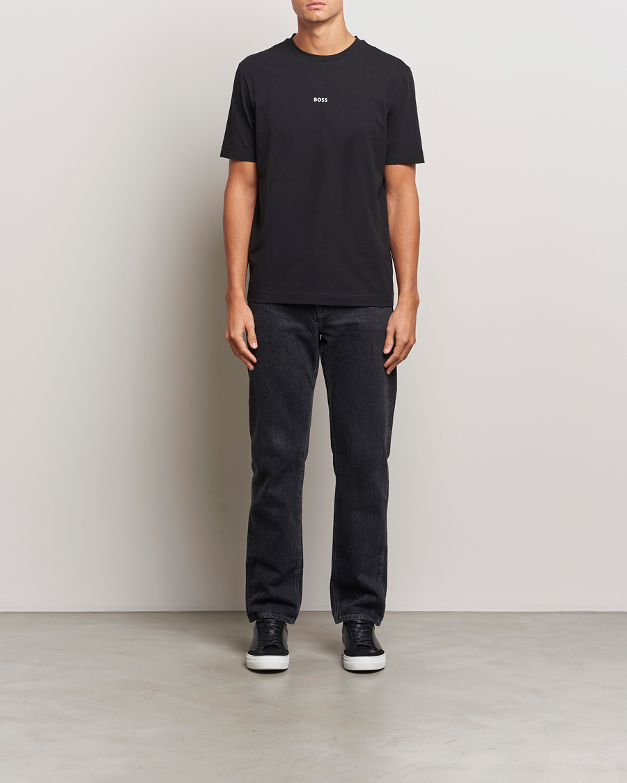 Men | T-Shirts | BOSS ORANGE | Tchup Logo Crew Neck T-Shirt Black