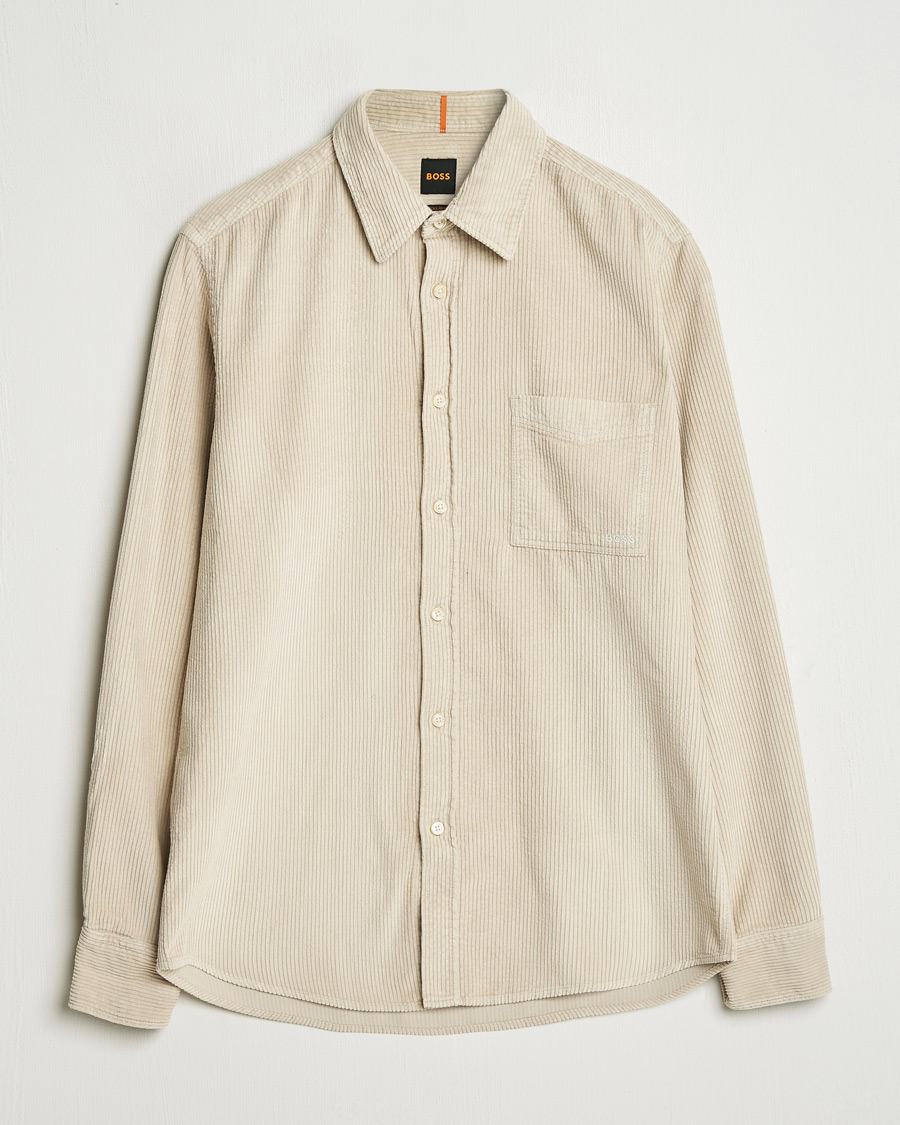 Men | Shirts | BOSS ORANGE | Relegant Corduroy Shirt Light Beige