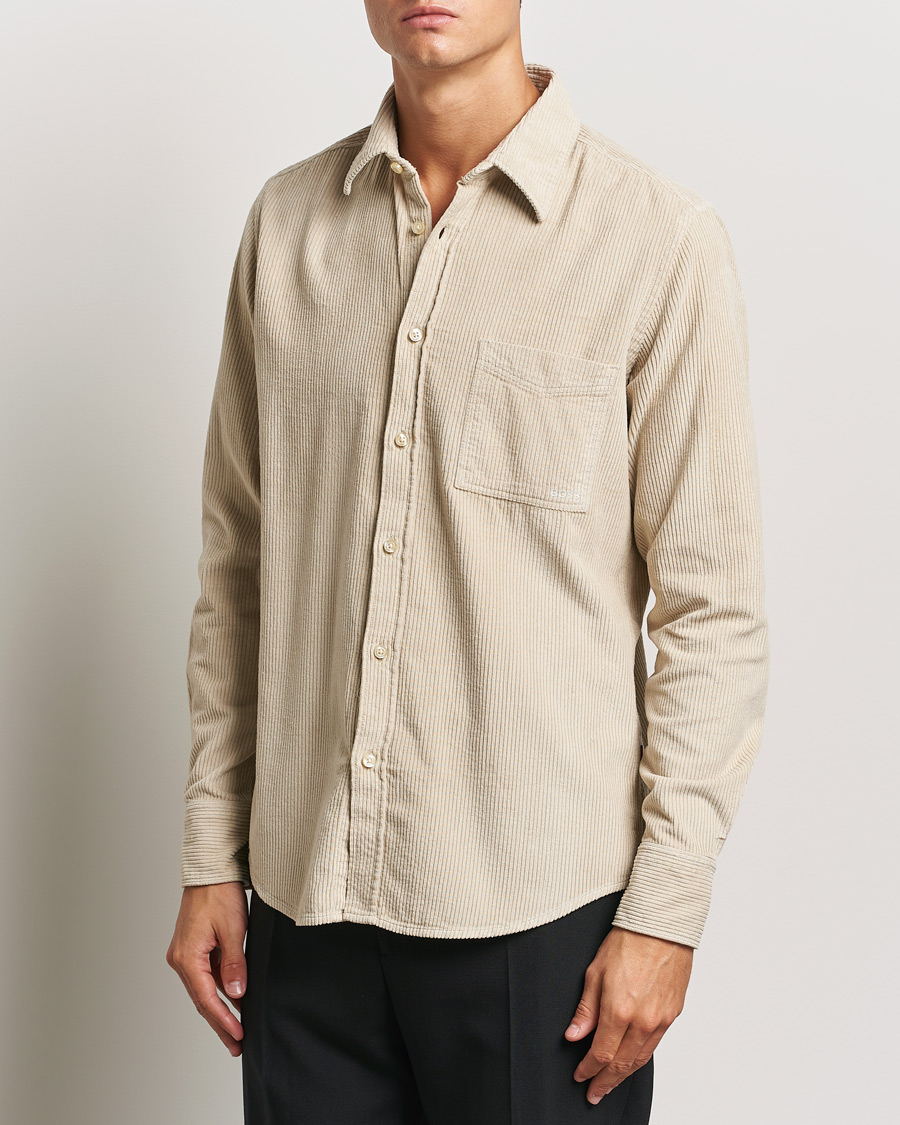 Men | Shirts | BOSS ORANGE | Relegant Corduroy Shirt Light Beige
